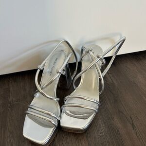 Marc Fisher Silver Strappy Heels